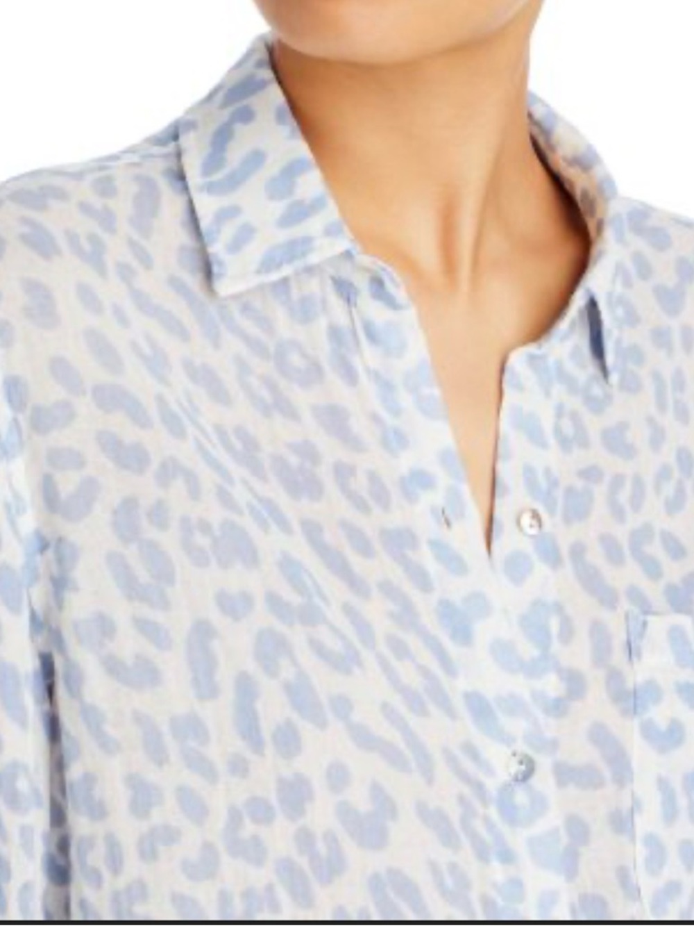 Rails Josephine Animal Light Blue and White Button-Up Shirt Organic Cotton - Picture 10 of 10